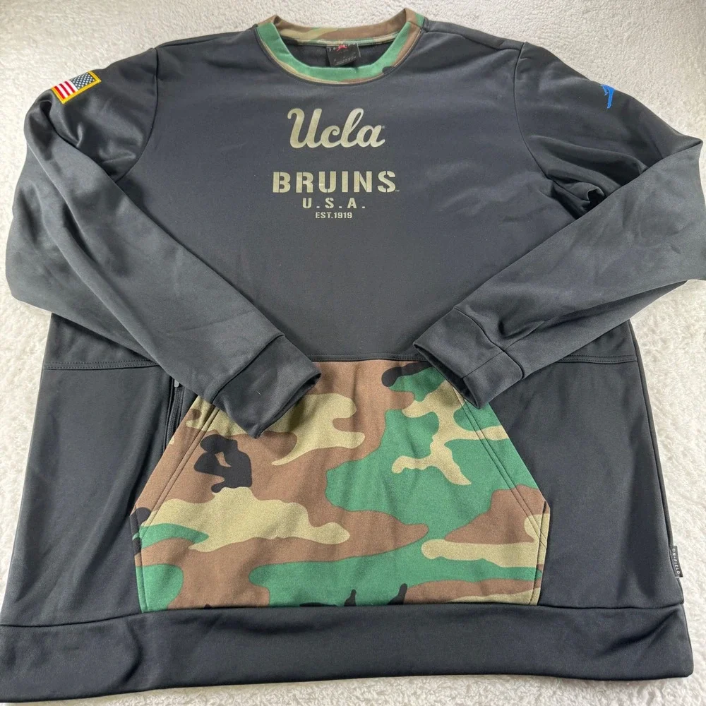 Jordan Mens UCLA Long Sleeve Sweatshirt Jumpman USA Flag Black Camo Size‎ XL